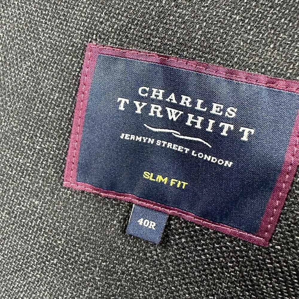Charles Tyrwhitt Blazer Mens 40R‎ Gray Slim Fit Wool Reda Italian Fabric Jacket